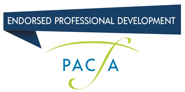 Banner reads 'Endorsed Professional Development' above a PACA logo with a green decorative swoosh and curve below it.